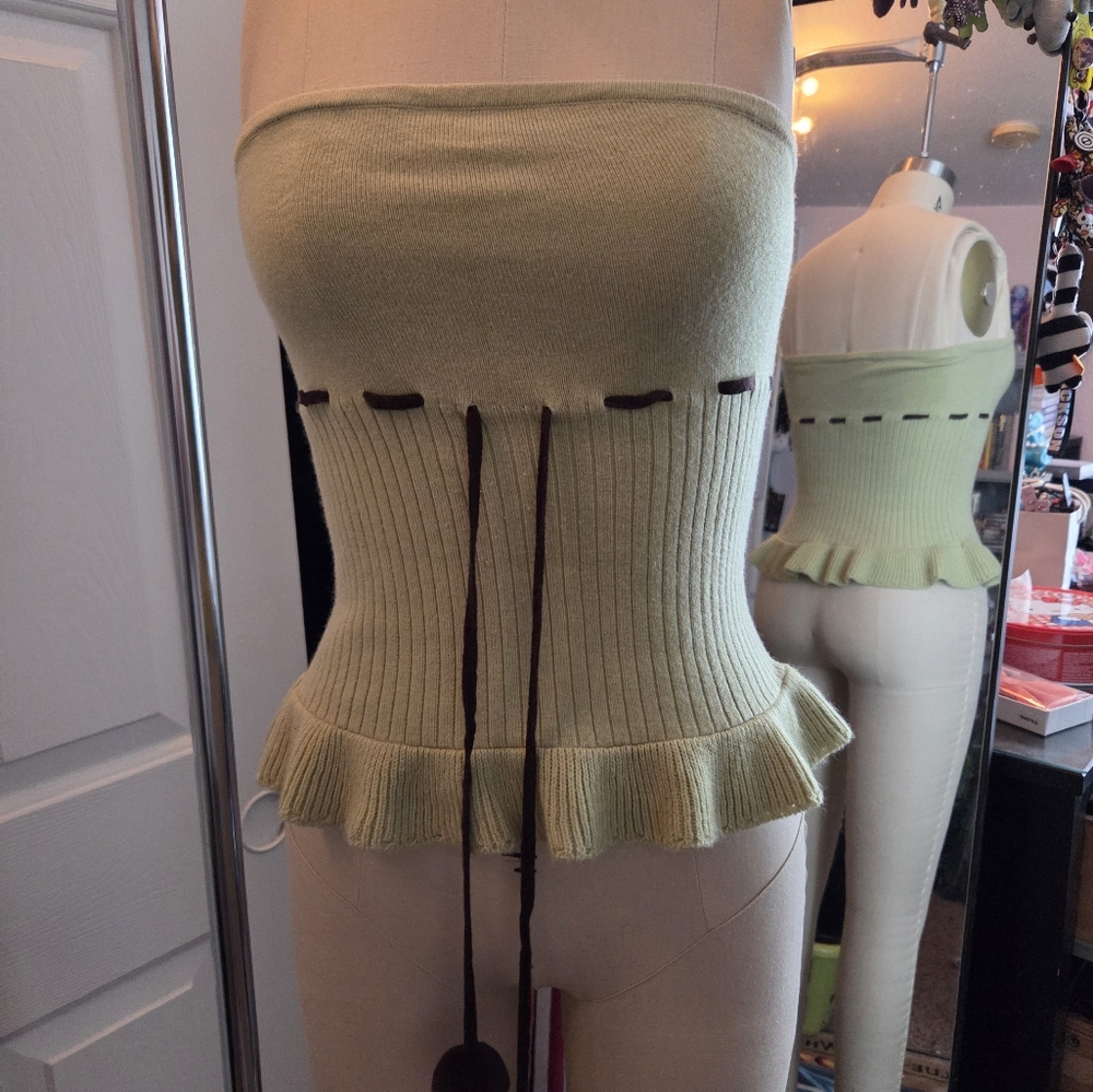 Y2K Knit Top w/ PomPom Details